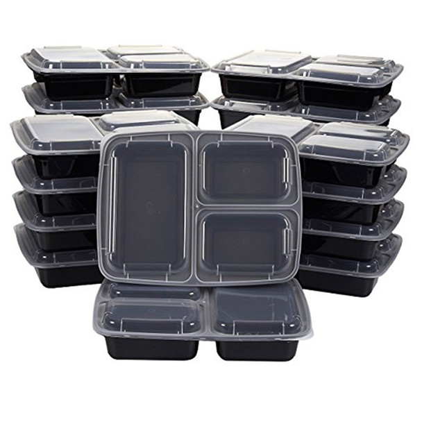 10Pcs Reusable Meal Prep Bento Box Container 3 Compartment with Lids with Lids Food Storage Container Lunch Box For Microwave