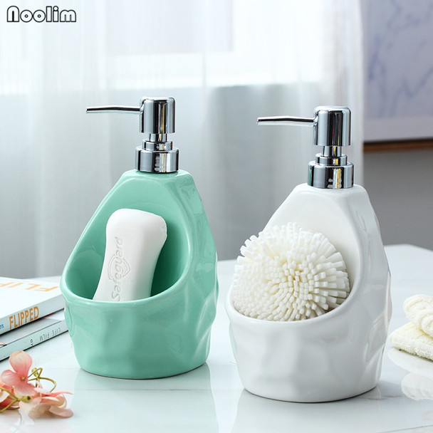 NOOLIM New 650lml Liquid Soap Dispenser for Kitchen Ceramic + ABS Bathroom Home Decoration Bathroom Accessories