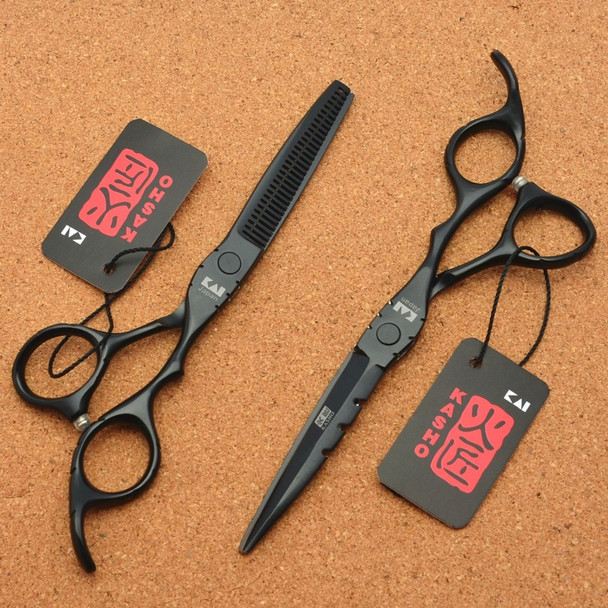 6.0'' Japan Kasho 440C Black Color Hairdressing Scissors Cutting Shears Thinning Scissors Professional Human Hair Scissors H1010