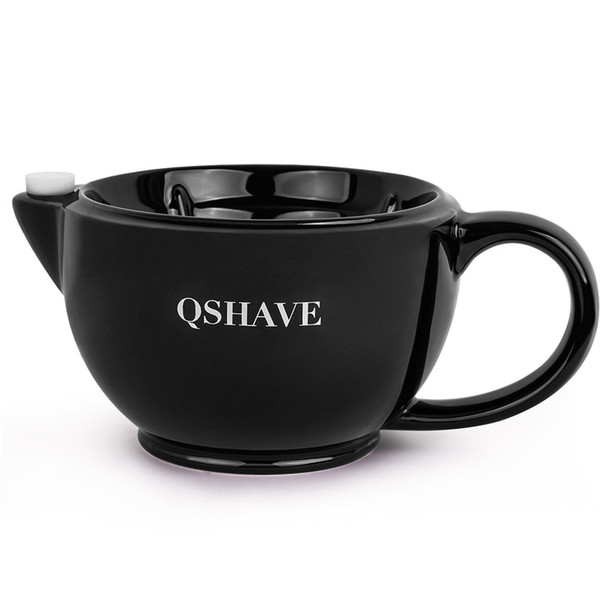 QSHAVE Razor Shaving Scuttle Mug Filled hot Water Keep Lather Always Warm It Large Size Bowl Handmade Pottery Cup Black &amp; White