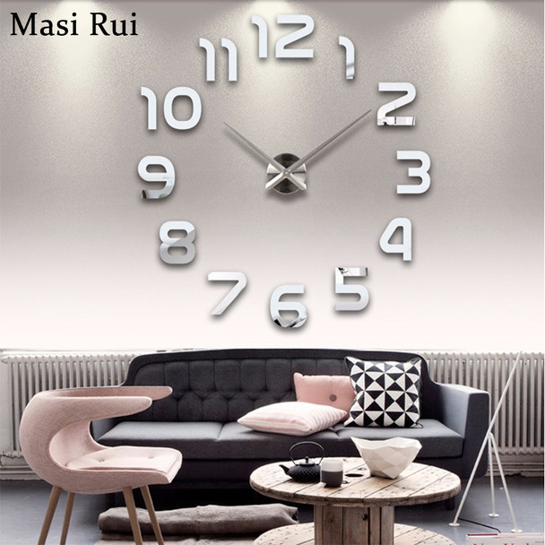 Fashion 3d big wall clock modern design home decor mirror wall watch stickers living room creative reloj de pared  Fashion 3d big wall clock modern design home decor mirror wall watch stickers living room creative reloj de pared