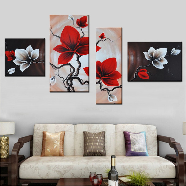 Noah Art Modular Pictures Hand Painted Abstract Oil Paintings on Canvas Red Orchids Flowers Painting for Living Room Decoration