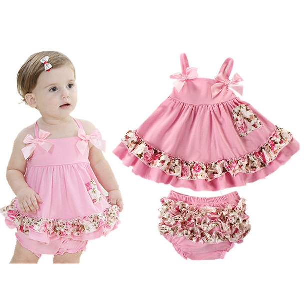 2018 Summer Baby Clothing Newborn Baby Girl Clothes Dress Infant Sling Bat Roupas Body Bebes Baby Dress 2 Pcs/set