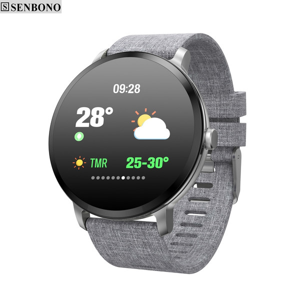 SENBONO V11 Smart watch IP67 waterproof Tempered glass Activity Fitness tracker Heart rate monitor BRIM Men Women Smart band 