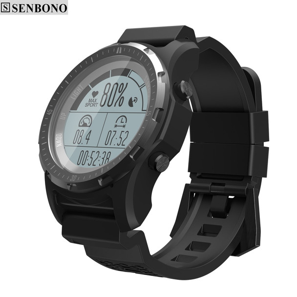 SENBONO S966 GPS Smart Watch waterproof Smartwatch Heart Rate Monitor Temperature Multi-sport Men Compass Running Sport Watch 