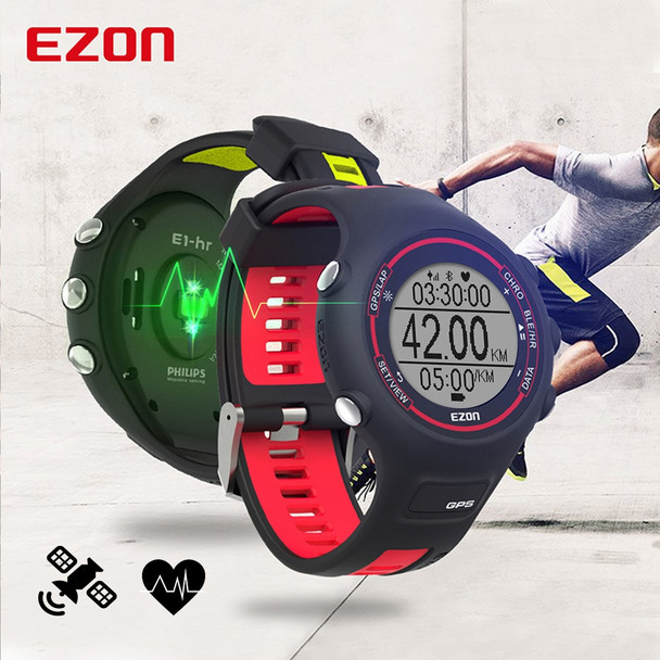 EZON T907 Men Outdoor Sports GPS Digital Watch with  Heart Rate Monitor Chronograph Waterproof Powered Bluetooth Smart Watches 