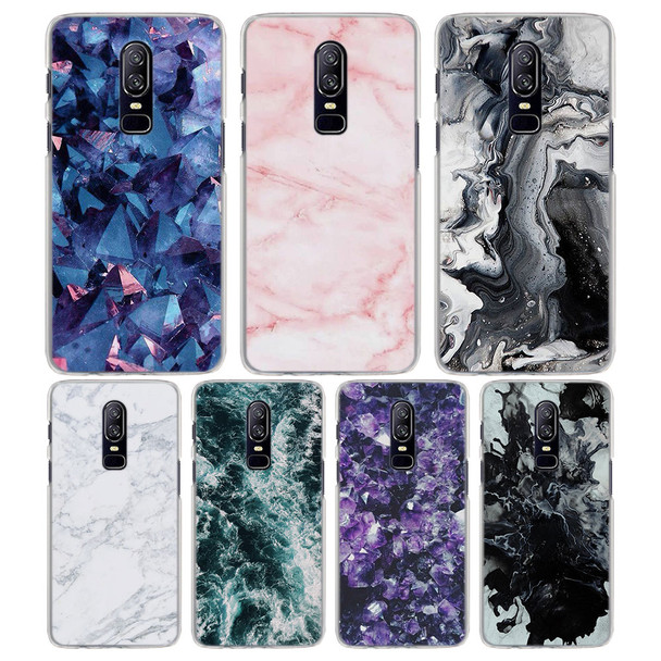 for OnePlus 6 5T case Hot Granite Marble Texture Pattern Transparent frame Hard back Case Cover for Oneplus 5T 6 phone case