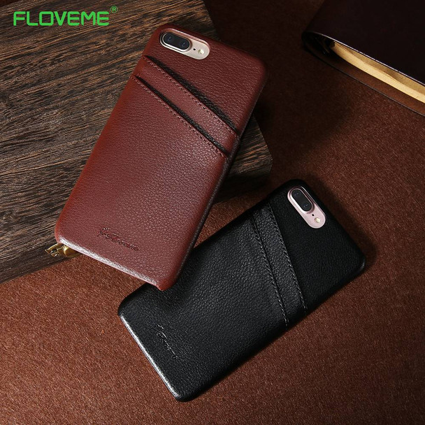FLOVEME Genuine Cowhide Leather Phone Case For iPhone 7 6 6s Plus Back Cover With Card Slots For Apple iPhone 7 6S 6 Plus Shells