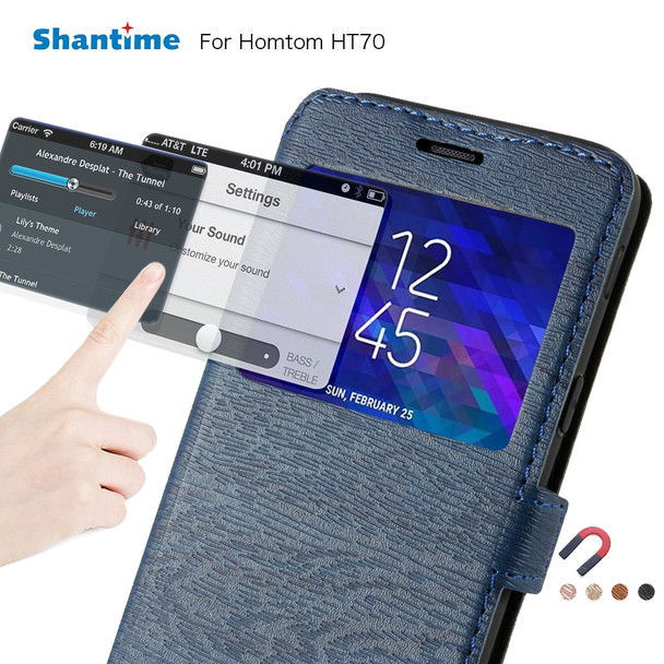 Pu Leather Phone Case For Homtom HT70 Flip Case For Homtom HT70 View Window Book Case Soft Tpu Silicone Back Cover
