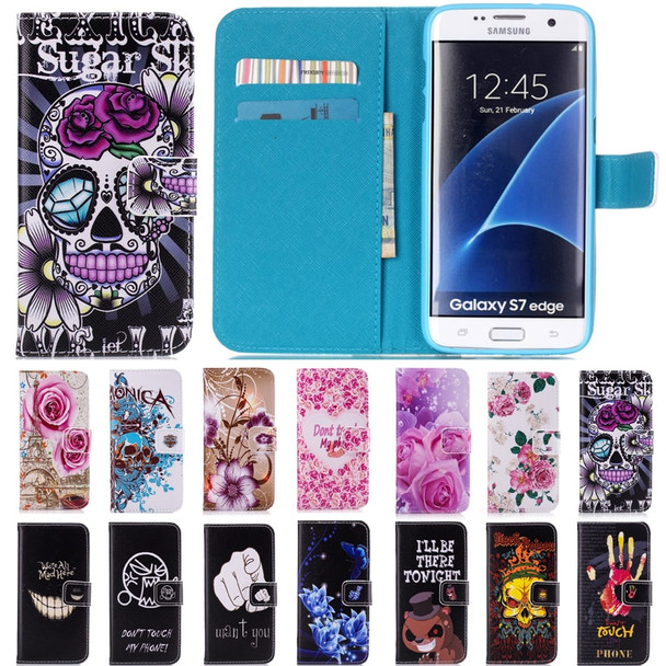 Fashion Case For Samsung J1 J3 J5 J7 2016 A3 A5 A7 2015 S6 S7 edge Flip Leather + TPU Soft Cute Cartoon Magnet Stand Case Cover