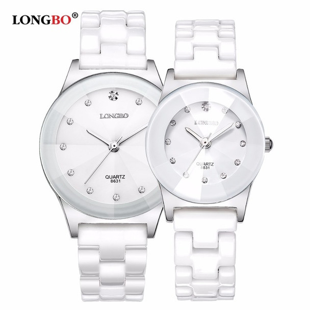 2018 LONGBO Top Brand Fashion Quartz White Ceramic Lovers Watches Luxury Casual Unique Ladies Dress Wristwatch Relogio Feminino