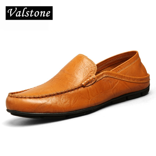 Valstone Superstar Men's soft moccasins casual driving shoes Slip-on light loafers 2019 Spring leather flats black Plus sizes 46