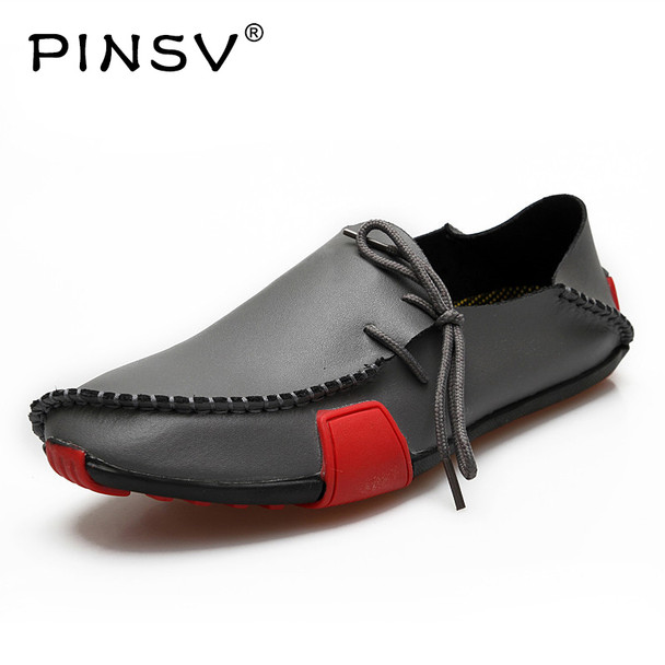 PINSV Leather Shoes Men Loafers Moccasins Mens Shoes Casual Black Luxury Slip On Loafers Men Mocassin Homme Sapato Masculino