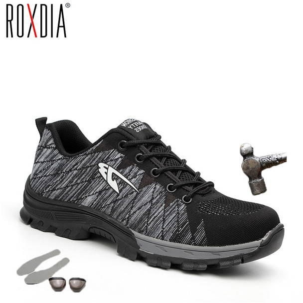 ROXDIA brand steel toecap women men work &amp; safety boots steel mid sole impact resistant soft male shoes plus size 39-48 RXM106
