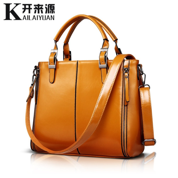 SNBS 100% Genuine leather Women handbags 2018 New Fashion Handbag Brown Women Bag Vintage Messenger Bag Office Ladie Briefcase