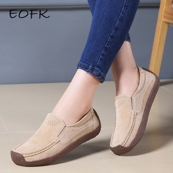 EOFK Spring Autumn Women Moccasins Women's Flats Genuine leather Shoes Woman Lady Loafers Slip On Suede Shoes mocasines mujer