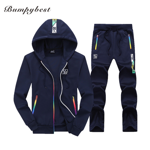 Bumpybeast Sporting Suit Mens Hoodie Zipper Cardigan Pants Suits Tracksuit Two Piece Set Men Clothing Sets Plus Asia Size M-4XL