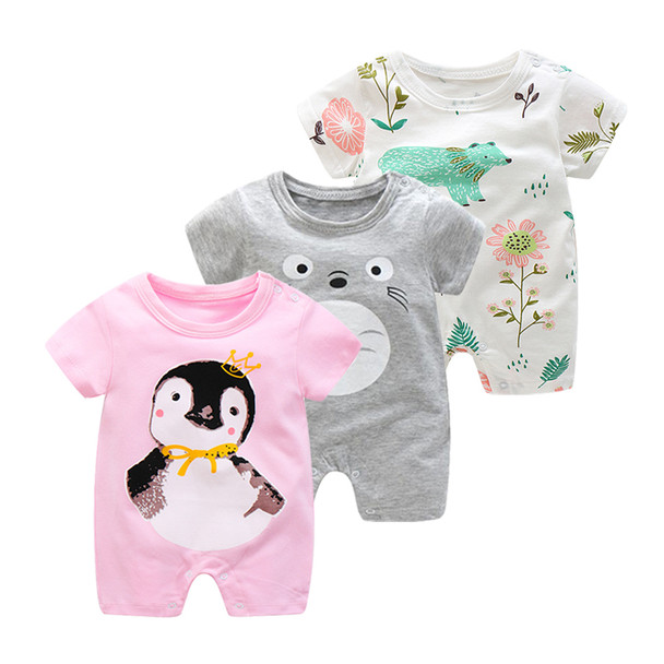 Summer Newborn Baby Jumpsuit Infant Crawling Short Sleeve Cotton Rompers Baby Pajamas Cartoon Animal Clothes For Boy And Girls