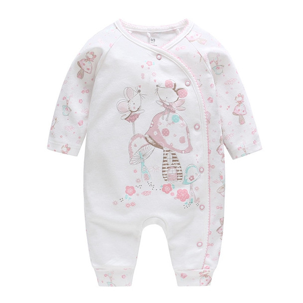 Baby Clothing 2018 New Autumn Pure Cotton Girls Rompers One Piece Animal White Jumpsuits Cute Baby Pajamas High Quality Clothes