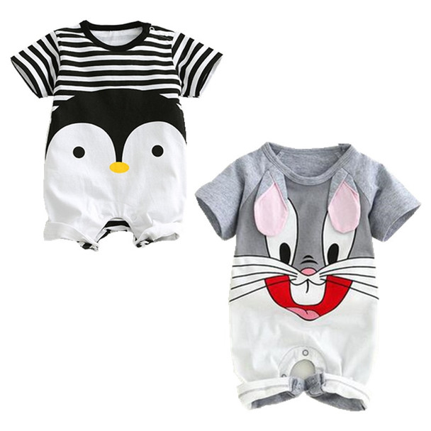 Cartoon Animals Monkey Cotton Baby Rompers Rabbit Short-Sleeve Baby Boy Clothes Summer Monkey Infant Jumpsuit Baby Girl Clothes 