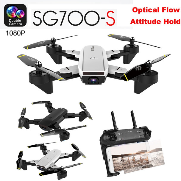 SG700-S RC Quadcopter with Camera fpv 2.4Ghz 4CH Wide-angle WiFi 1080P Optical Flow Dual Camera RC Quadcopter Drone with Camera