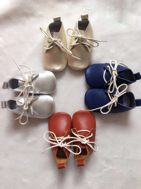 New solid Genuine Leather Baby Moccasins Shoes lace up Baby Shoes soft sole Newborn oxford first walkers Infant baby boot