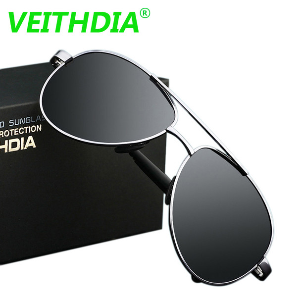  2017 VEITHDIA UV400 Pilot Yurt Sun Glasses Men Polarized Sunglasses Brand Logo Design Driving Glasses Goggles Oculos de sol 1306