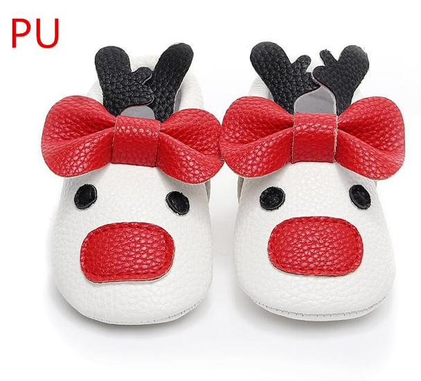 PU leather reindeer style Newborn baby moccasin soft sole infant baby shoes cute red bow First Walker Shoes