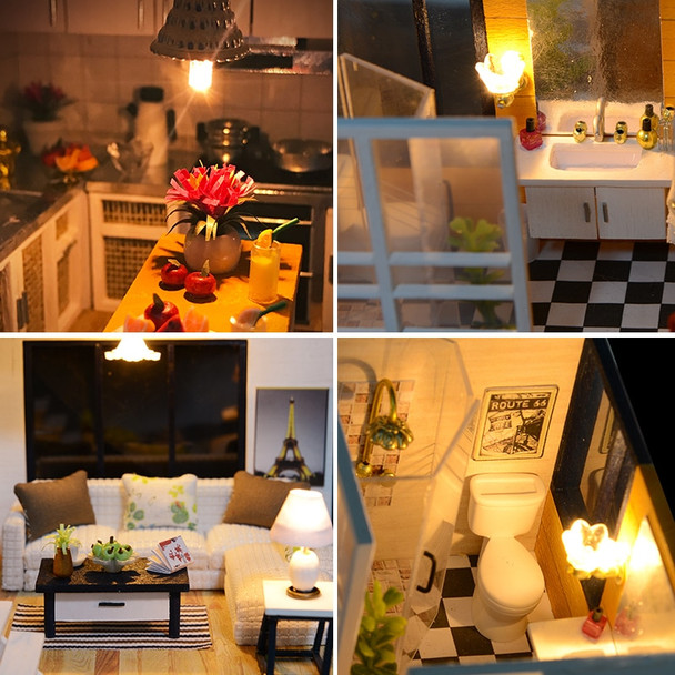 Assemble  DIY Wooden House Toy Wooden Miniatura Doll Houses Miniature Dollhouse toys With Furniture LED Lights Birthday Gift Assemble  DIY Wooden House Toy Wooden Miniatura Doll Houses Miniature Dollhouse toys With Furniture LED Lights Birthday Gift