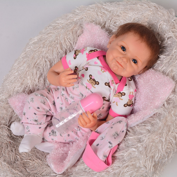 Fashion 22'' KEIUMI Silicone Baby Dolls Truly Reborn Baby Dolls 55 cm Ugly Smile Baby Girl Toys For Kids Children's Day Gift