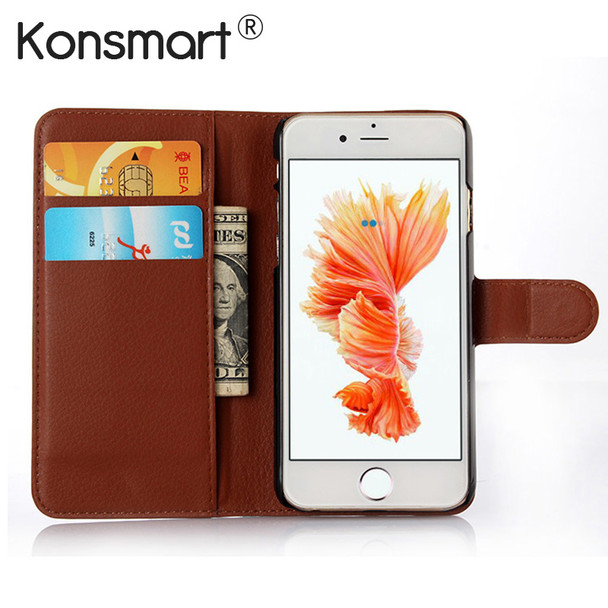 KONSMART Leather Book Style Coque For iphone 6 6S Plus Wallet Style Flip PU Case For iphone 6s iphone6 Fundas Phone Cases Cover