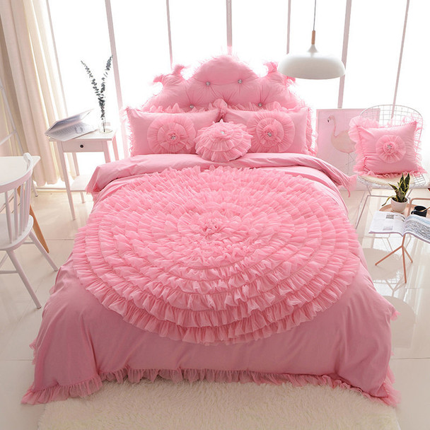 Korean Princess Style Lace Flower Fold Lace Design Duvet Cover Bed