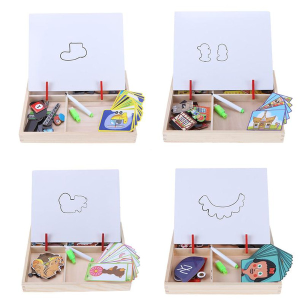 Kids Wooden Puzzle Educational Drawing Board Toy 100+PCS Wooden Magnetic Puzzle Figure/Animals/ Vehicle /Circus Drawing Board  Kids Wooden Puzzle Educational Drawing Board Toy 100+PCS Wooden Magnetic Puzzle Figure/Animals/ Vehicle /Circus Drawing Board