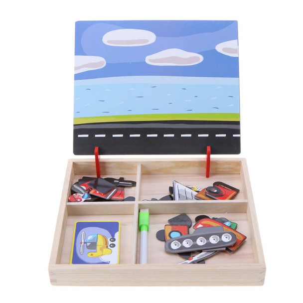 Kids Wooden Puzzle Educational Drawing Board Toy 100+PCS Wooden Magnetic Puzzle Figure/Animals/ Vehicle /Circus Drawing Board  Kids Wooden Puzzle Educational Drawing Board Toy 100+PCS Wooden Magnetic Puzzle Figure/Animals/ Vehicle /Circus Drawing Board