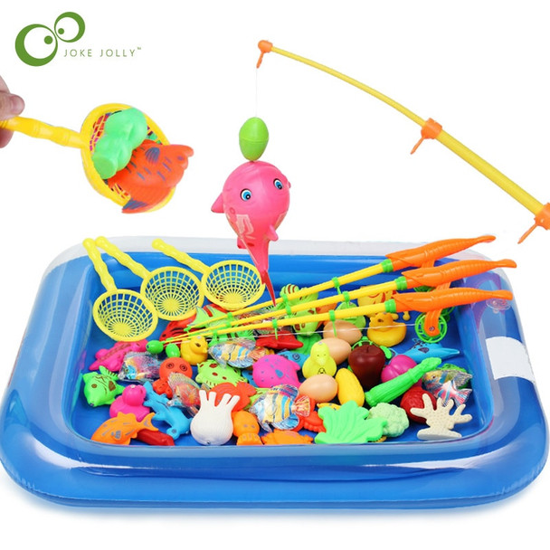 Children Boy girl fishing toy set suit magnetic play water baby toys fish square hot gift for kids  GYH