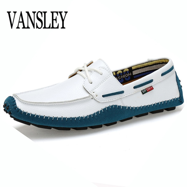 Big Size High Quality Genuine Leather Men Casual  Shoes Soft Moccasins Fashion Brand Men Flats Comfy Driving Boat Shoes 38-47