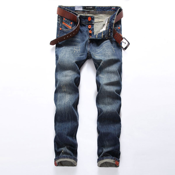 Fashion Men Jeans Dsel Brand Straight Fit Ripped Jeans Italian Designer 100% Cotton Distressed Denim Jeans Homme