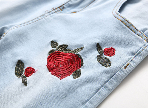 Ripped Jeans with Embroidery Men with 