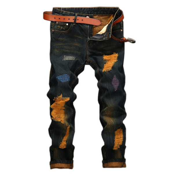 2017 New Color Embroidered Ripped Men Punk Jeans Denim Skinny Jeans Men  Classic Hole Rap Hip Hop Skinny Designer Jeans Trousers - OnshopDeals.Com