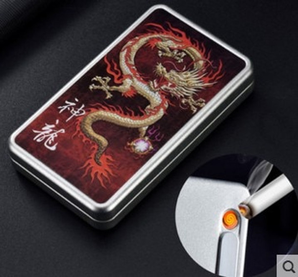 2 use Men's Cigarette Box With Lighter Cigarette Case Creative USB Charging Cigarette Lighter For Women's Slim Cigarettes