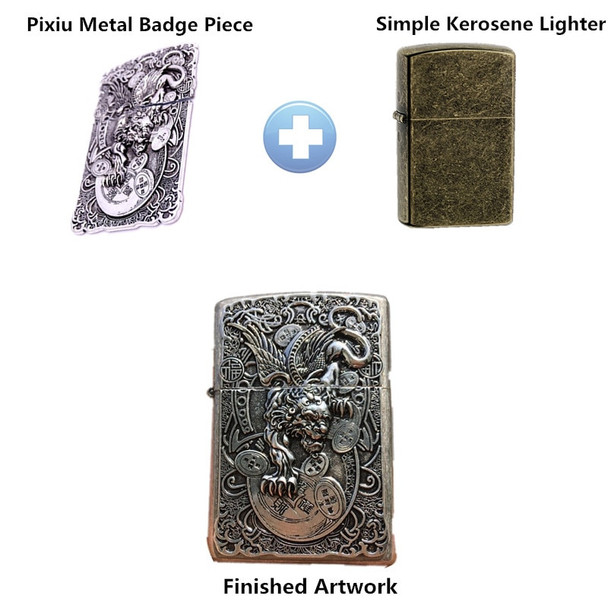1pc Pixiu Metal Badge DIY replacement for Zippo Kerosene Oil Lighter Decoration Glue On Metal Piece Decor lovely Noverty