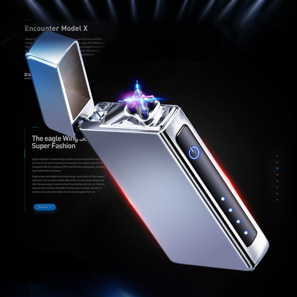 fingerprint Double Arc Plasma Lighter USB Pulse Windproof Lighter Metal Electronic smart display power Lighters Gifts