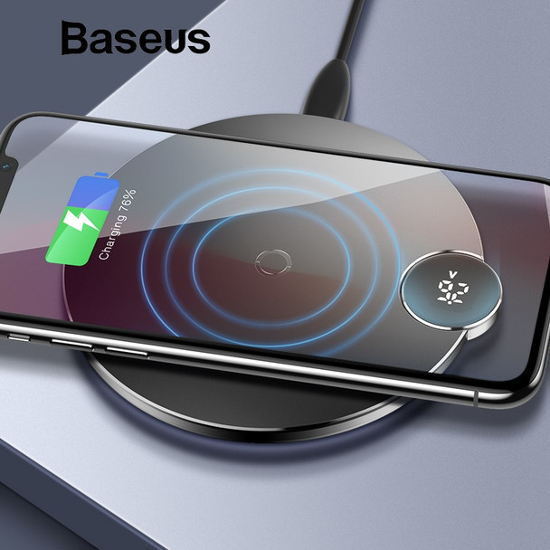 Baseus LCD Digital Display Wireless Charger for iPhone XS Max XR X 8 Qi Wireless Charging Pad for Samsung Galaxy S8 S9+ Note 9