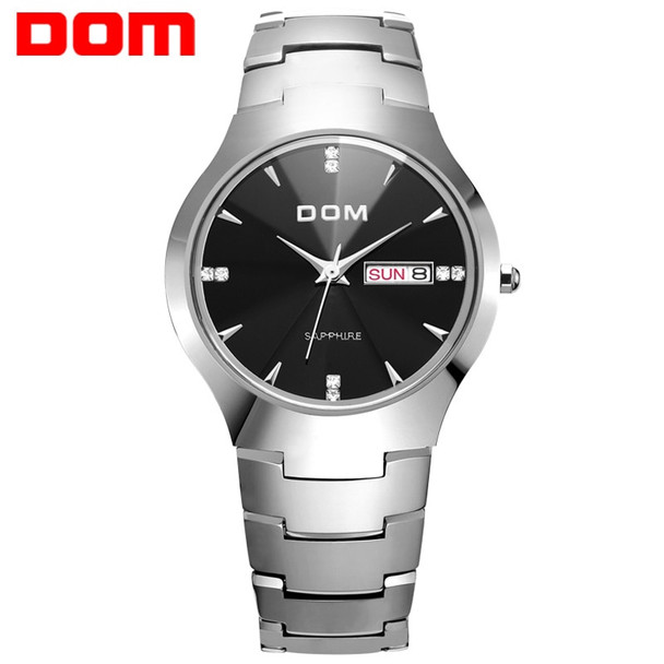 DOM Lovers' watch Luxury Top Brand Men's Watch tungsten steel Wrist Watch waterproof Business Quartz Fashion sport Watches Clock