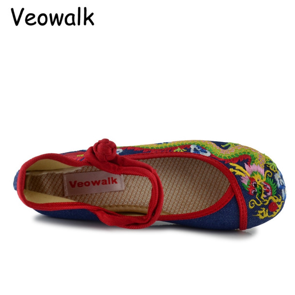 Weowalk Handmade Cotton Ballet Flats Chinese Dragon Embroidery Women's Old Beijing Shoes Casual Breathable Driving Shoes Weowalk Handmade Cotton Ballet Flats Chinese Dragon Embroidery Women's Old Beijing Shoes Casual Breathable Driving Shoes