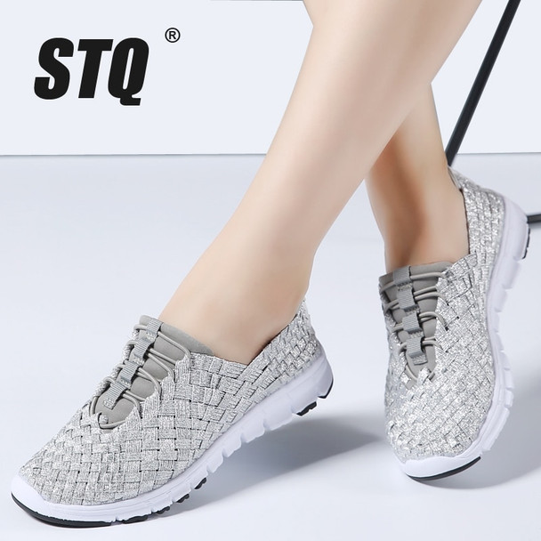 STQ 2019 Spring women casual sneakers shoes women flats woven Shoes ladies loafers shoes flat weave lace up walking shoes 1655