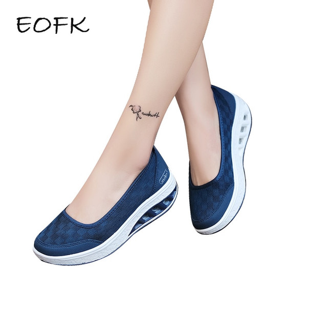 EOFK 2018 Summer Women Flats Platform Shoes Woman Casual Light Soft Air Mesh Breathable Shoes Slip On Fabric Shoes zapatos mujer