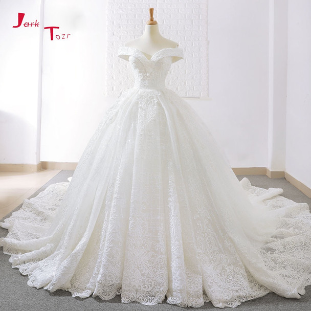 Jark Tozr 2018 New Arrive Off The Shoulder Short Sleeve Gorgeous Princess Ball Gown Wedding Dresses Vestidos De Noiva Princesa