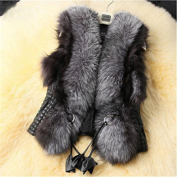 2016 Black Faux Fur Vest Warm Winter Fur Jacket Coats for Women Fashion Female Fur Vest CT041