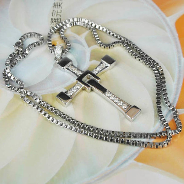 STARYEE 925 Sterling Silver The Fast and Furious 8 Dominic Toretto Cross Pendant Necklace Vin Diesel Men Women Free Engraving 